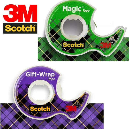 Scotch XL Tape Rolls Set Magic Tape & Gift Wrap Adhesive Tape 28m ea w/Dispenser