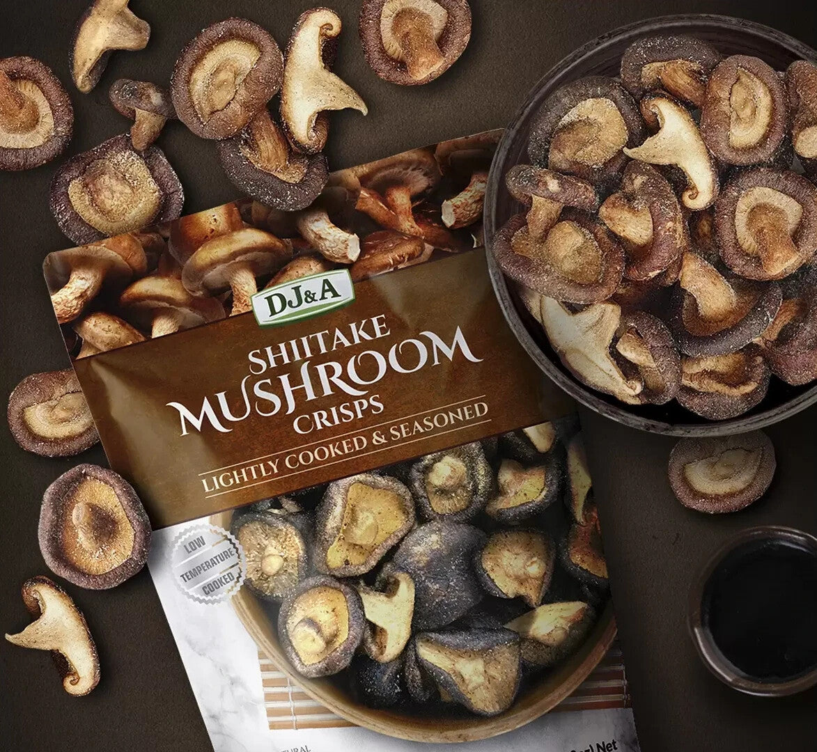 3x/2x/1x 300g DJ&A Whole & Cut Shiitake Mushroom Crisps Kids Snack Fibre Vegan