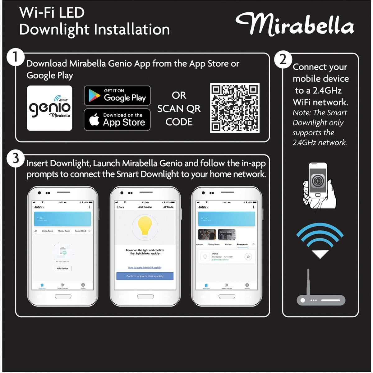 Mirabella Genio Wi-Fi Dimmable 6W LED Downlight 240V GU10