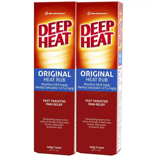 2x 140g Deep Heat Original Heat Rub Cream Fast Targeted Pain Relief