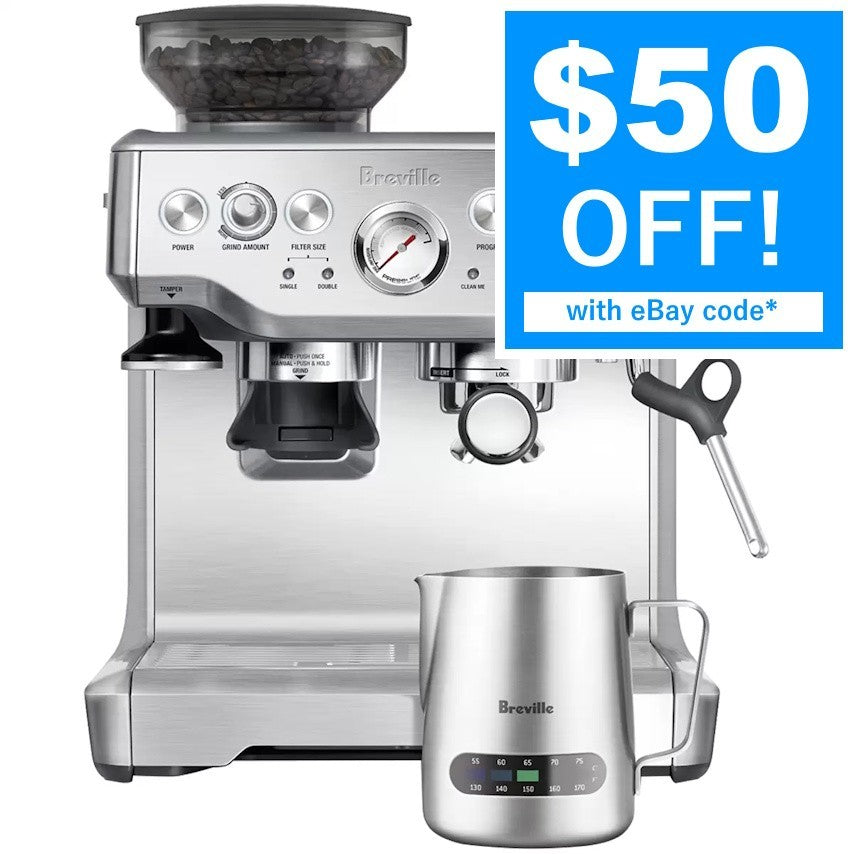 Breville Barista Express Thermo Milk Jug Espresso Coffee Machine Silver BES875BS