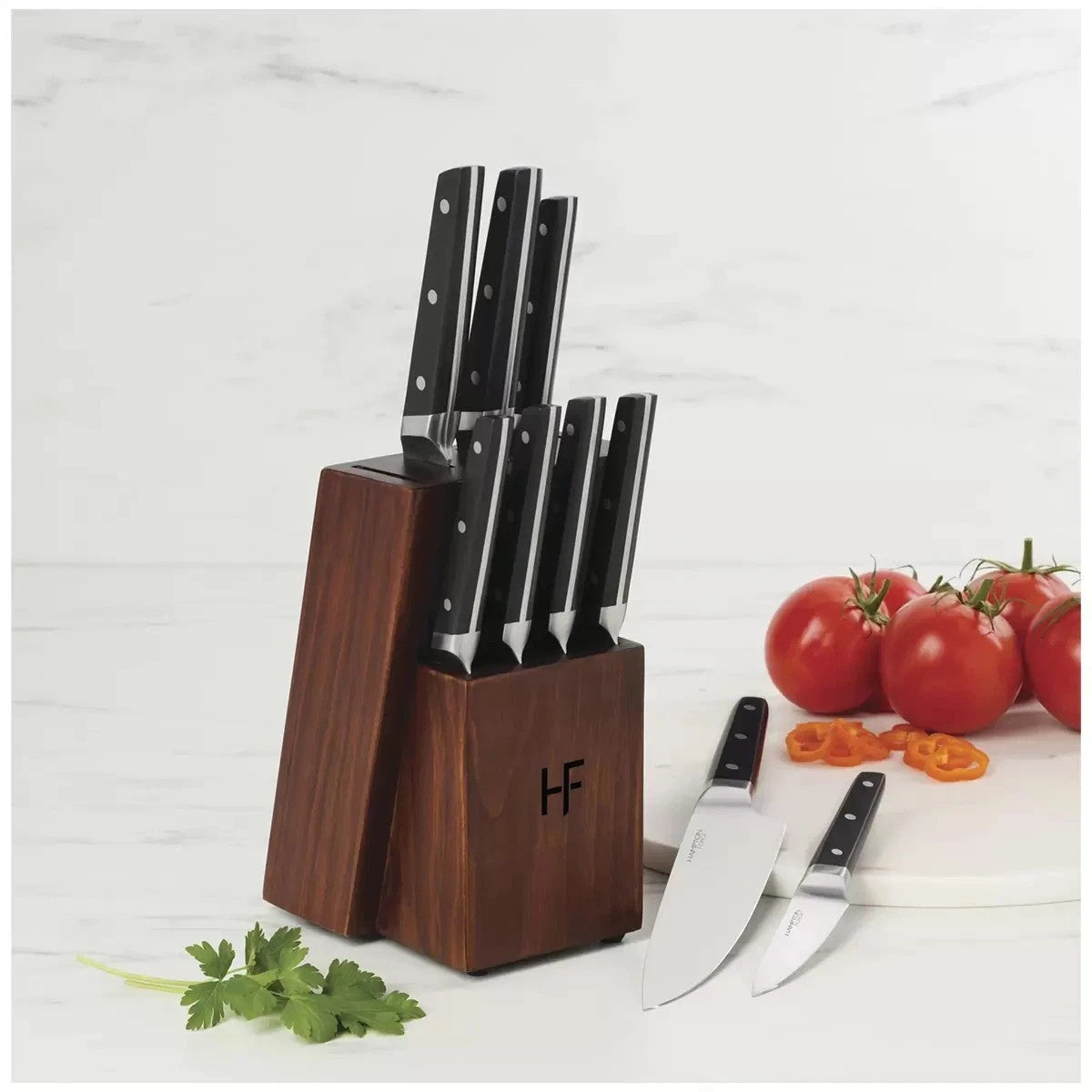 Hampton Forge Aero 10pc Knife Block Set Black | Forged Stainless Steel Blades