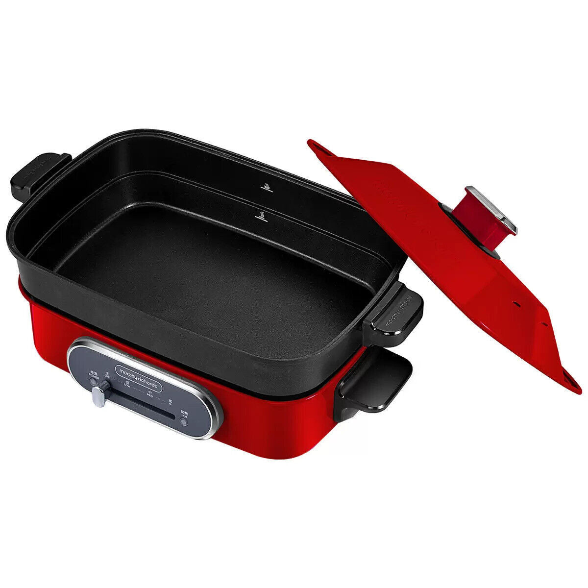 Morphy Richards 3-in-1 Cooking Pot Multifunction Grill Steam Slow Non Stick Red