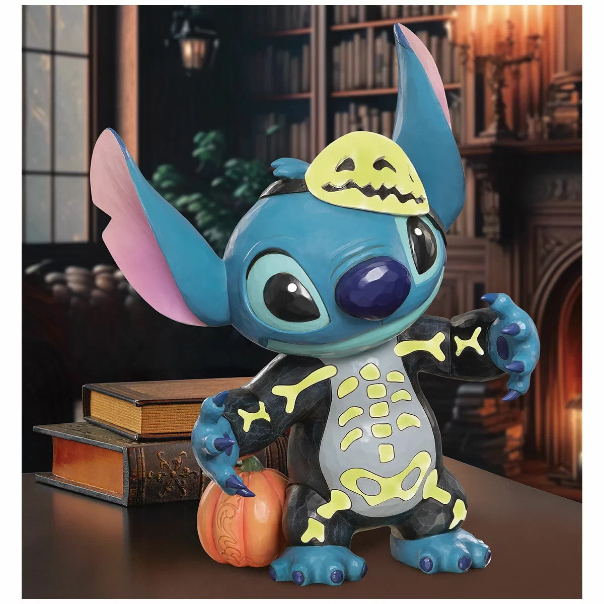 Disney Traditions Stitch Skeleton Statue Glow in Dark 43.8cm Halloween Figurine