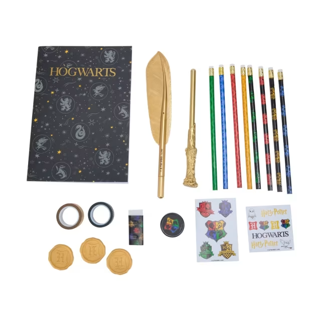 Licensed Harry Potter Hogwarts Chest Stationary Chest Novelty Quill Wand Pen
