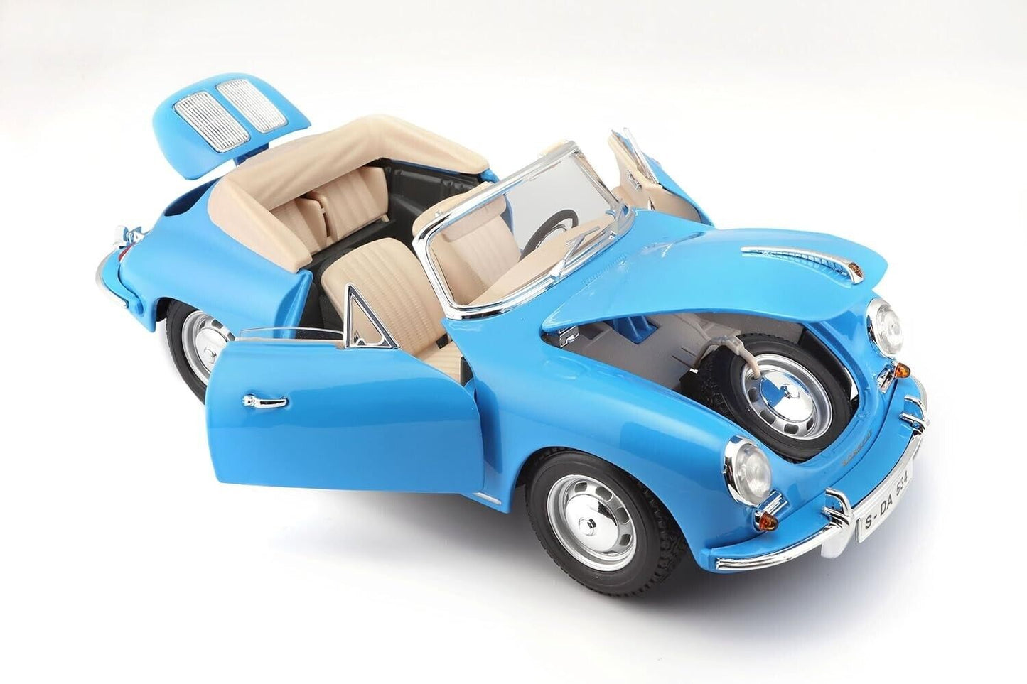 Maisto 1:18 1961 Porsche 356B Cabriolet Blue Metallic Diecast Displace Car Model