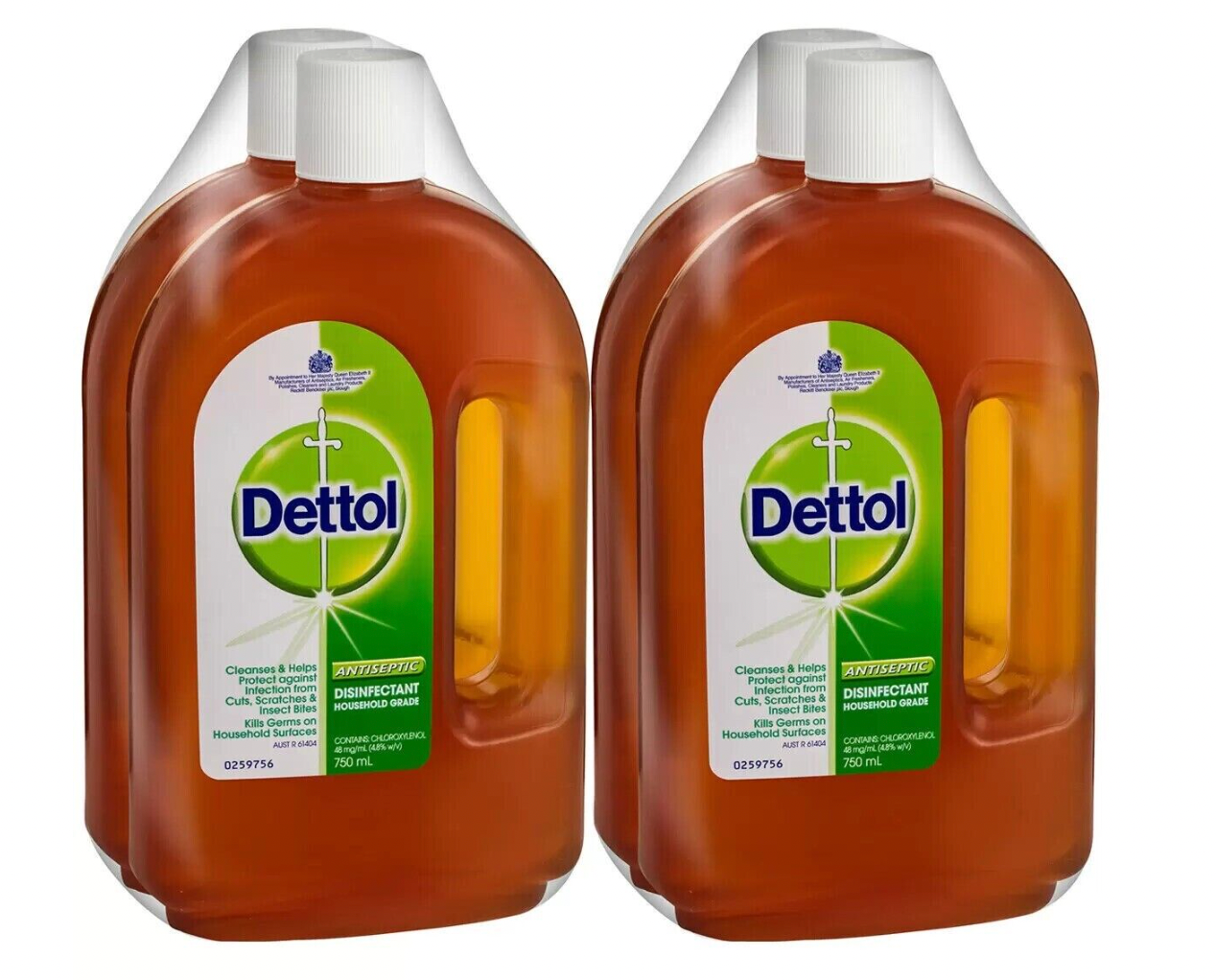 Dettol Antiseptic & Disinfectant Liquid 4 X 750ml Bathroom Kitchen Cupboard