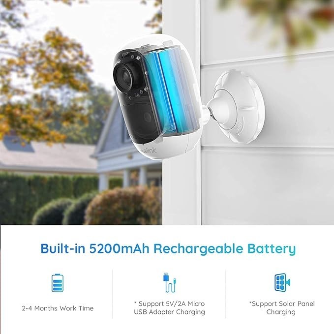 Reolink Argus 2E 3MP SHD Home Security Camera Spotlight Color Night Smart Detect