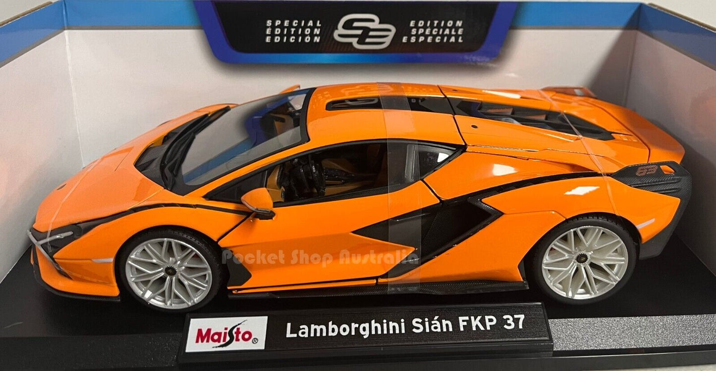 Maisto 1:18 Lamborghini Sian FKP 37 Diecast Orange Special Edition