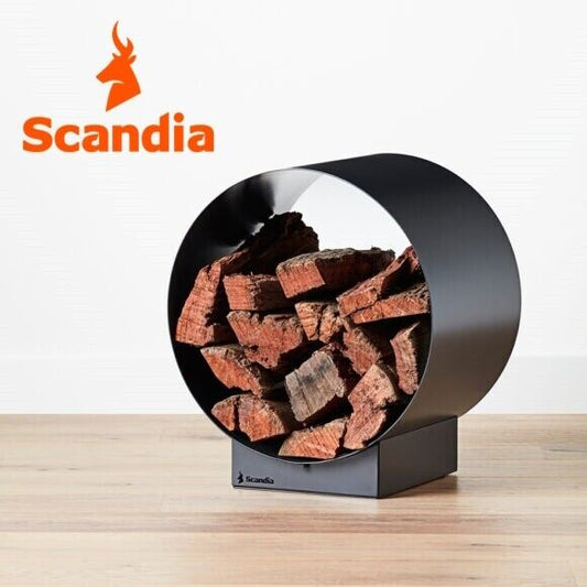 Scandia Round 450 45cm Wood Log Holder Rack Storage Ashen black