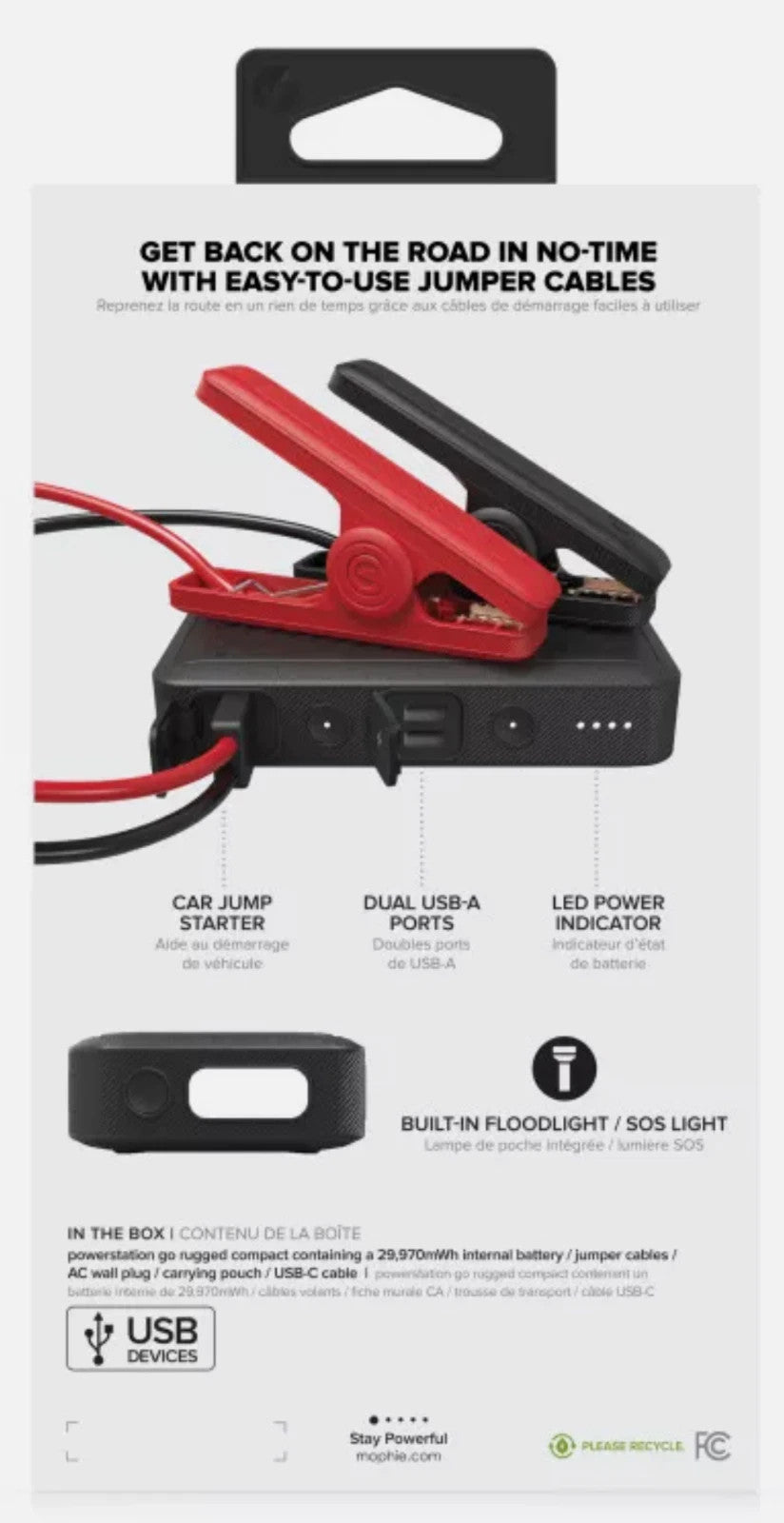 Mophie PowerStation Go Rugged Compact Jump Starter Power Bank Floodlight