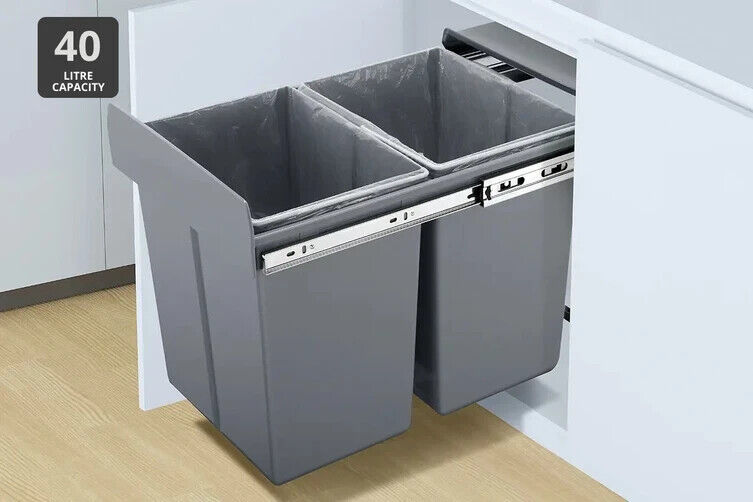 Ovela 40L Twin Pull Out Kitchen Rubbish Bin