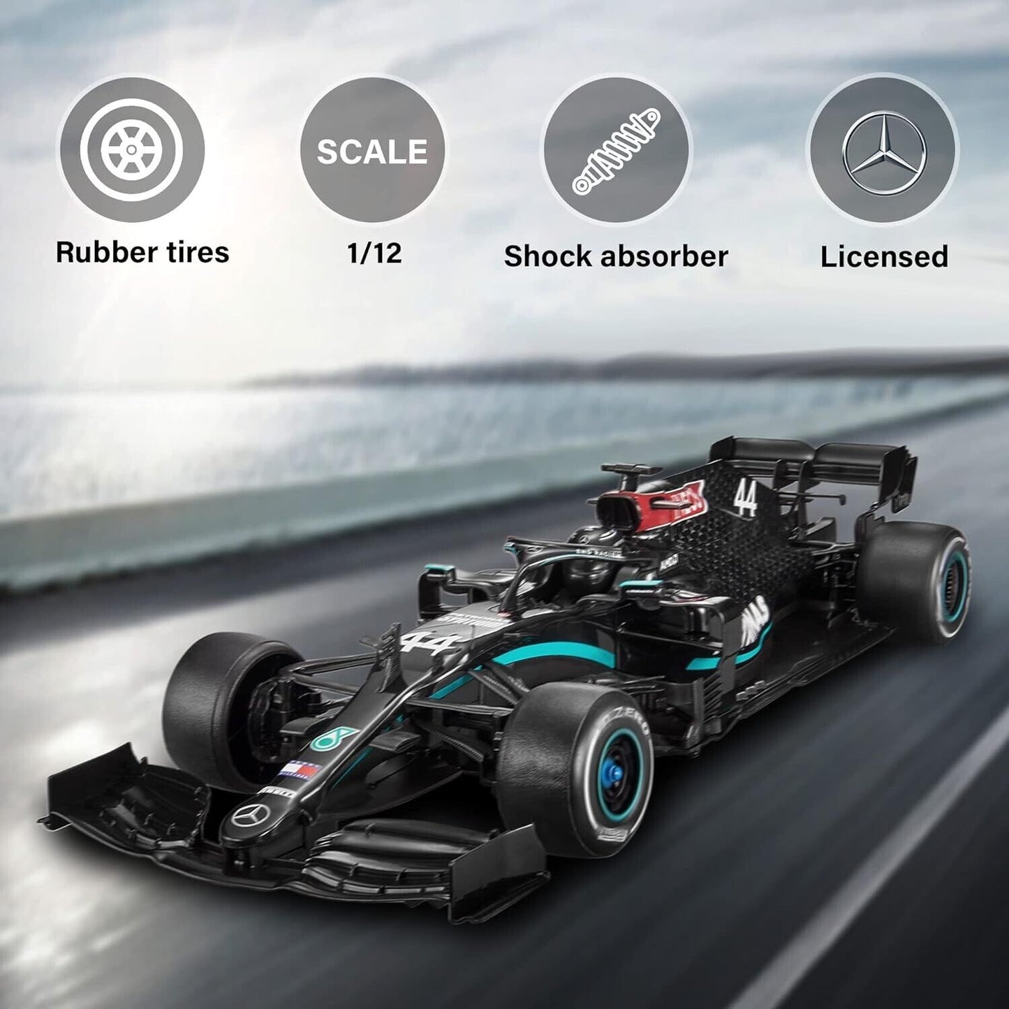 RASTAR 1:12 Black Licensed Mercedes-AMG F1 W11 EQ Performance Remote Car, 2.4GHz