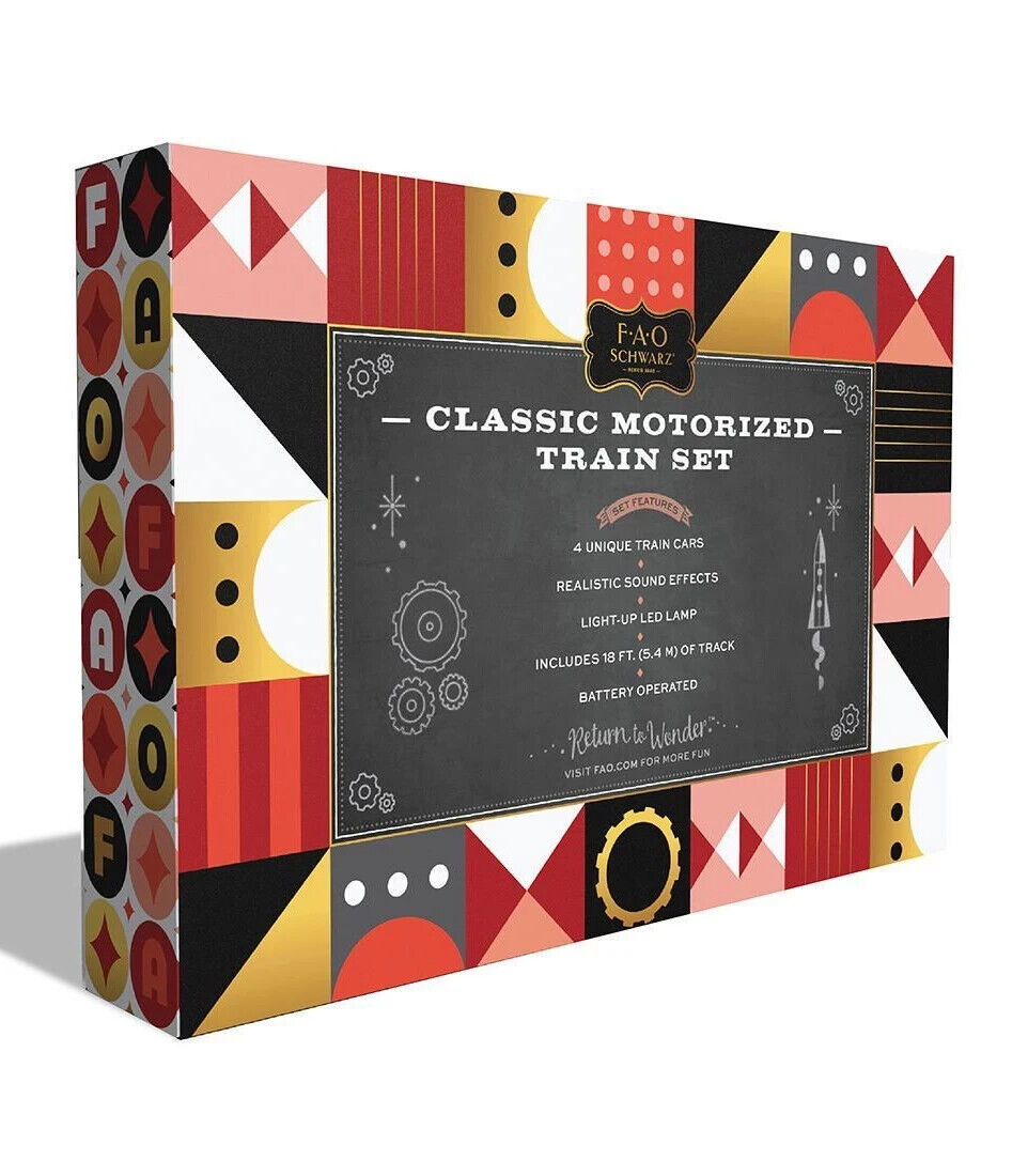 Fao Schwarz Motorized Train Set Rail Track with Real Lights  Sounds 34-Piece