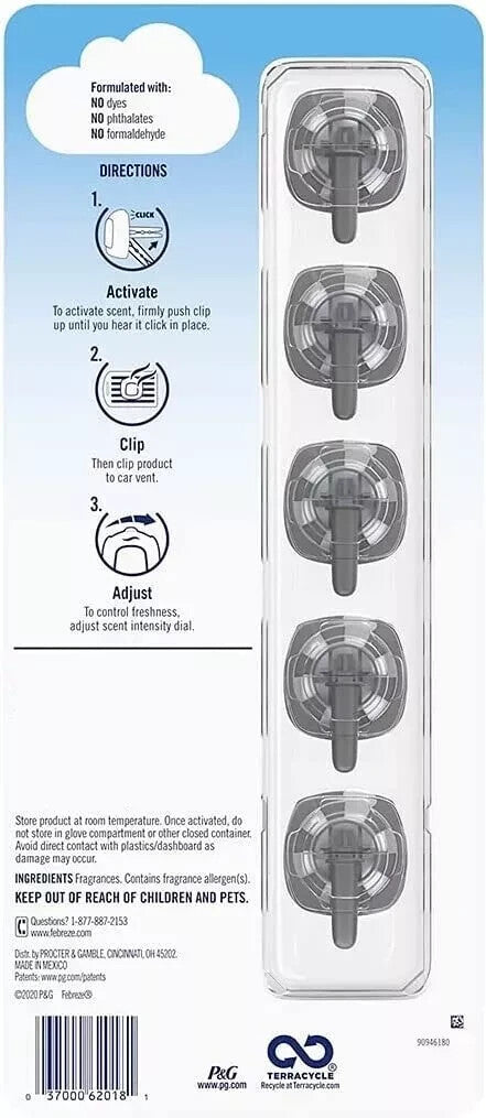 Febreze 5-Pack Mixed Scent Car Air Freshener Vent Clips 10mL Up to 150 Days