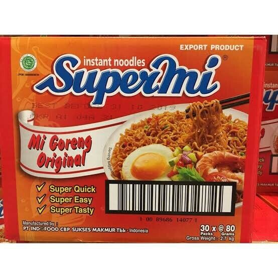 Supermi Mi Goreng Original Instant Noodle 30 Packs 80g Brand New