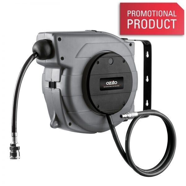 Ozito 9m Retractable Air Hose Reel Quick Release NITTO 180° Wall Mounted