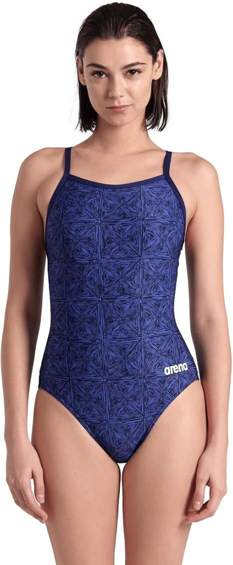 ARENA Girls Arena Abstract Tiles Swimsut Lightdrop Navy Team Royal Size US 20