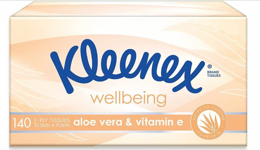 Kleenex Aloe Vera & Vitamin E 3-ply thickness Facial Tissues 1120 Count 8 x 140s