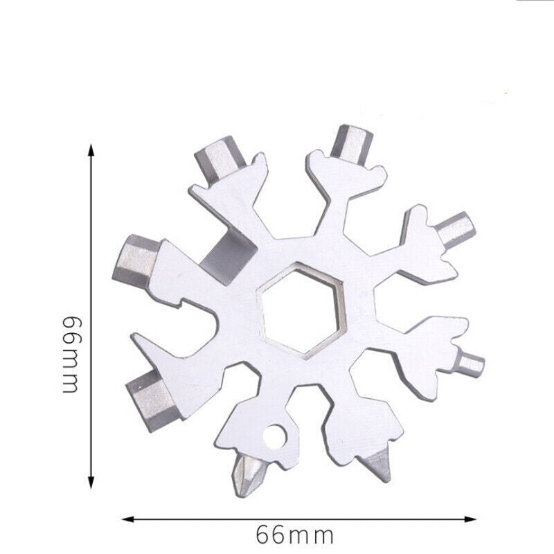 18 in 1 Stainless steel Multi-tool Snowflake Spanner Keychain Wrench Screwdriver