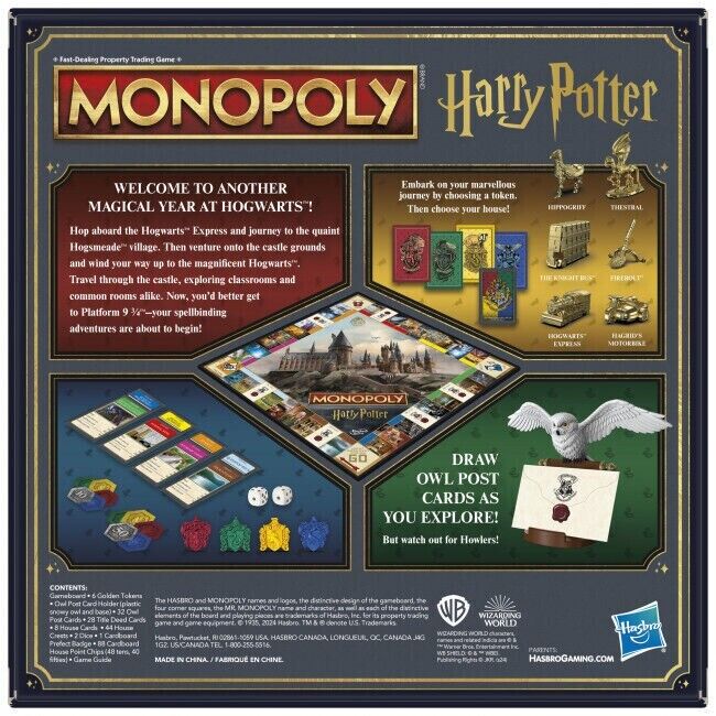 Monopoly Harry Potter Board Game A Magical Adventure At Hogwarts Hasbro