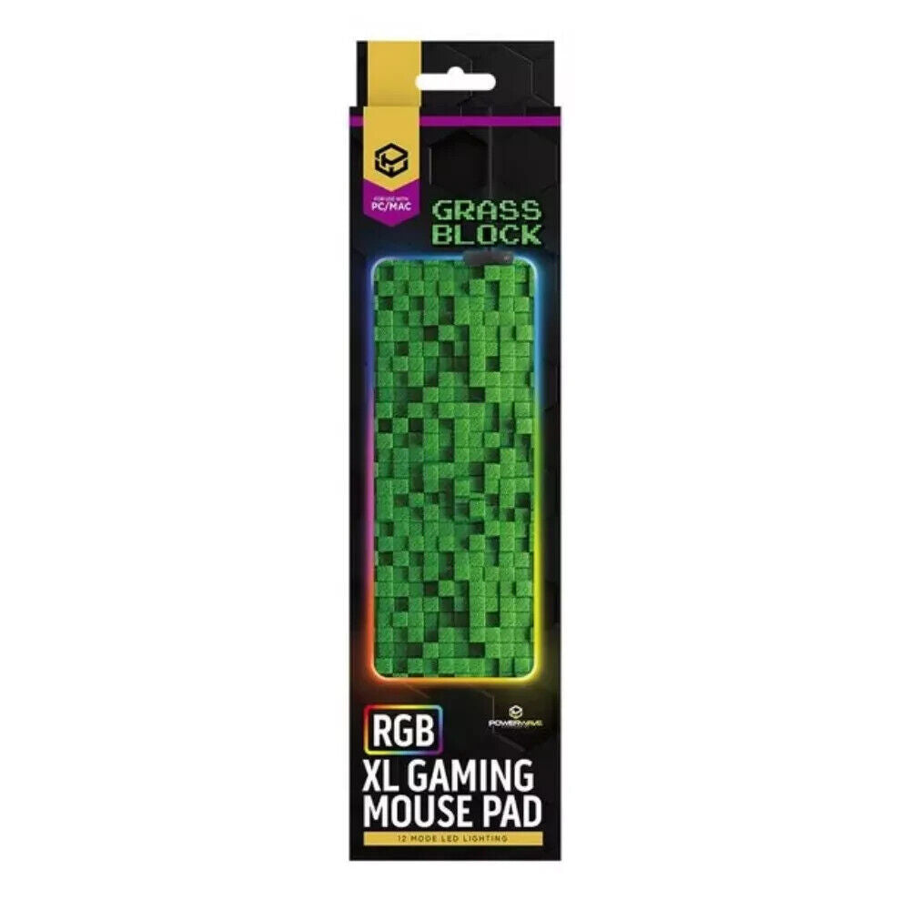 Powerwave LED RGB Minecraft Grass Block XL Gaming Desk Mat Mouse Pad 8 ...
