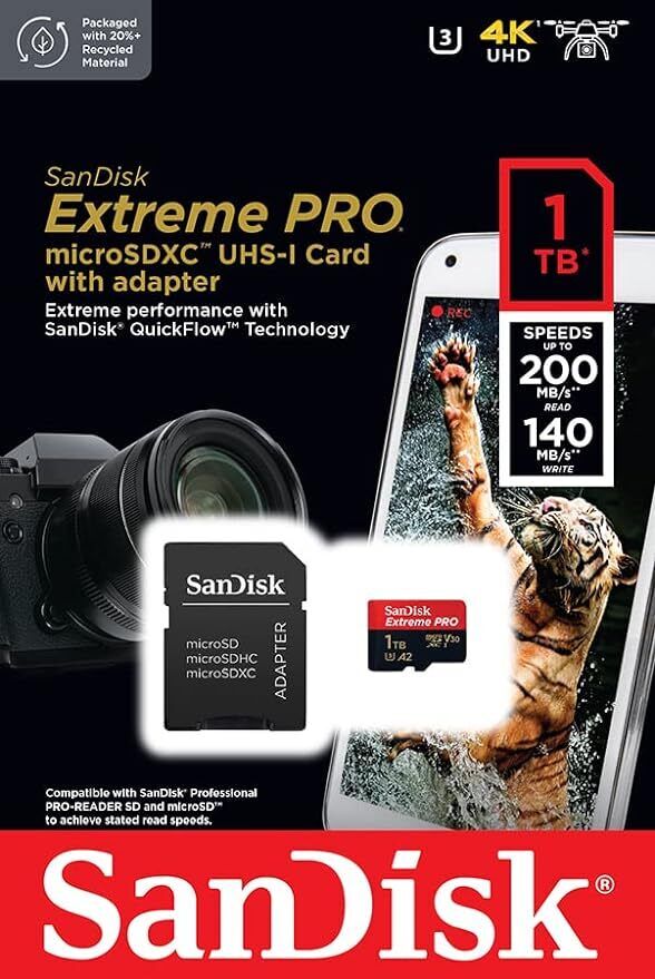 SanDisk Extreme Pro Micro SD 32GB 64GB 128GB 256GB SD Card 4K UHD A1 A2 U3 V30