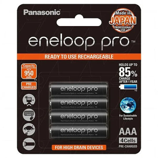 4x Panasonic Eneloop Pro - AAA NiMH Rechargeable Batteries - Made in Japan
