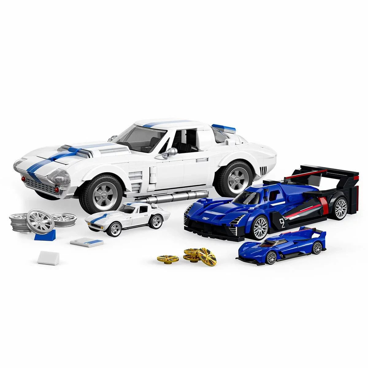 Mattel Brick Shop Hot Wheels Cadillac 1:32 And Corvette 1:16 1154 Pieces