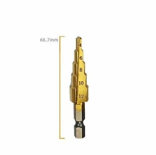 Cutter Cone Step Drill Bits HSS Pagoda Shape Hex Shank Spiral 5 step 4-12mm