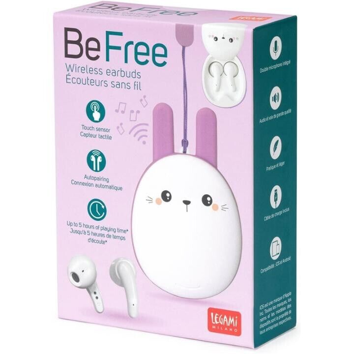 Legami Wireless BT Earbuds In-Ear Earphones w/ Charging Case Be Free Rabbit