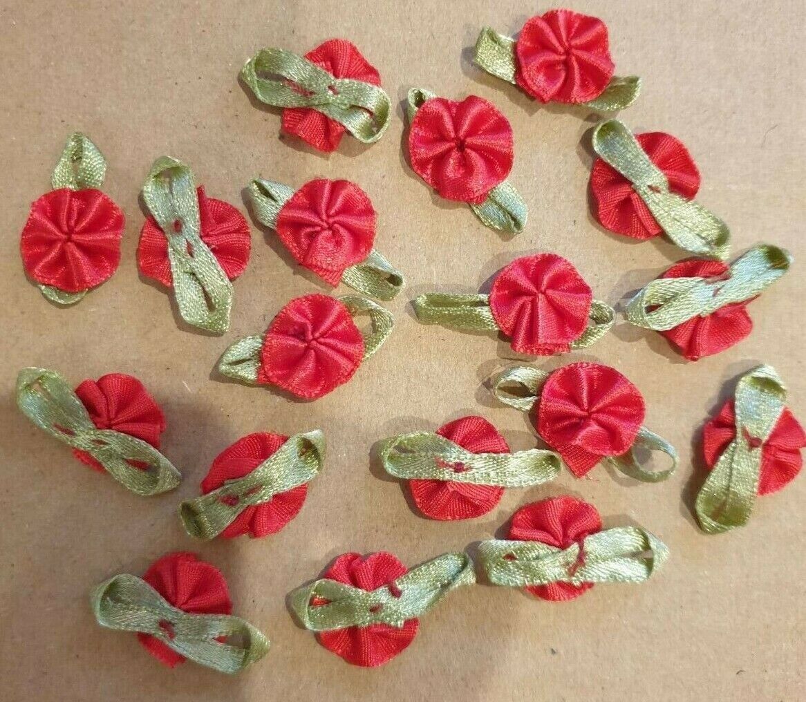 10x Handmade Ribbon Rosettes Fabric Flowers For Wedding,Clothes Embellishment
