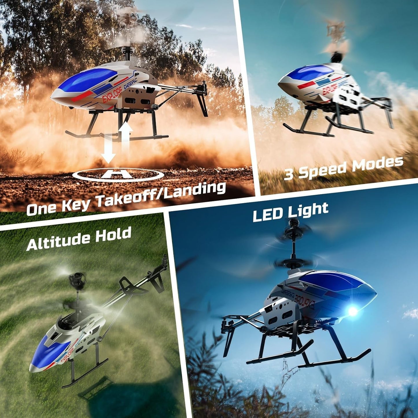 20CM Remote Control Helicopter, 3.5 CH Altitude Hold RC Helicopters w/Gyro LED