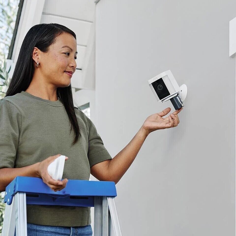 RING Spotlight Cam Plus Battery - Black, 1080p, 2.4GHz Wi-Fi, Built-In Siren