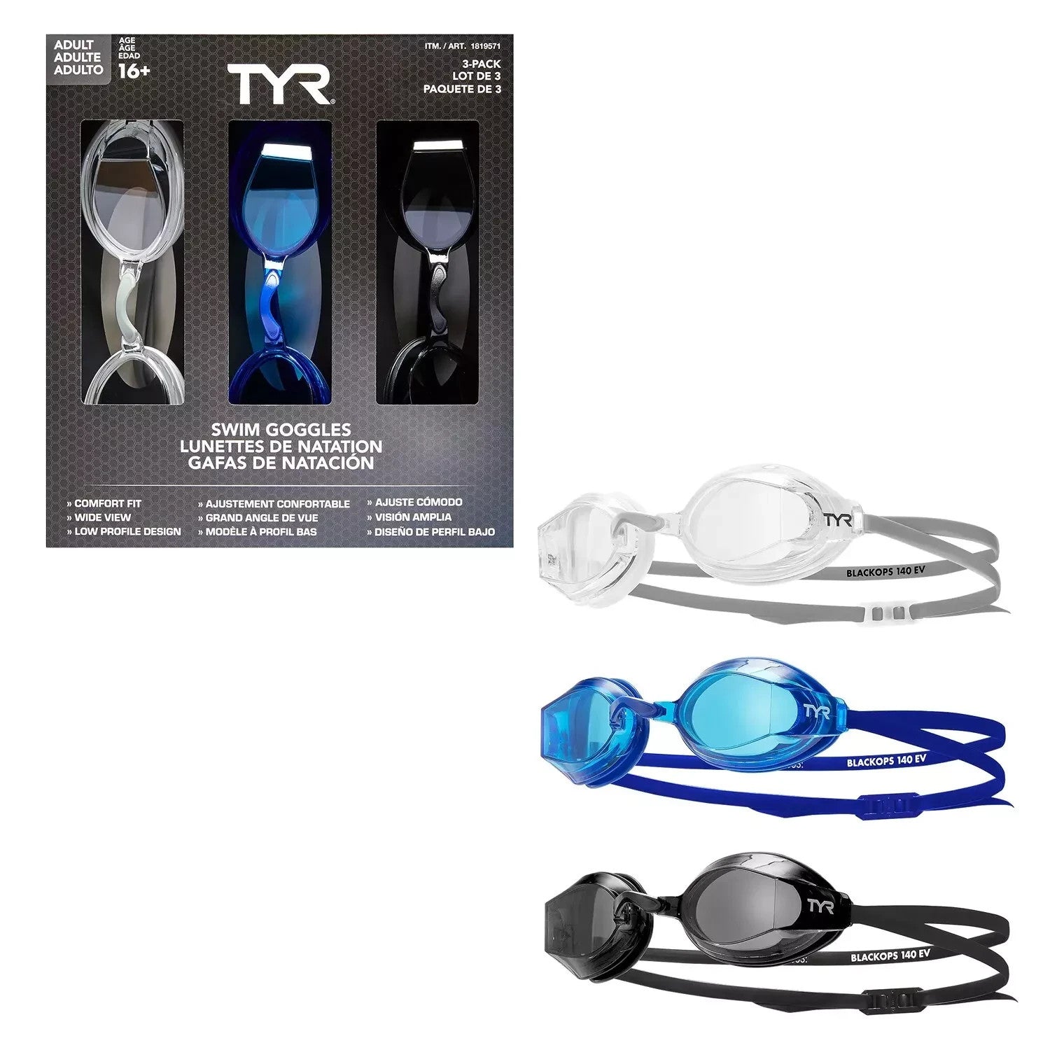 TYR Adult Google 3-Pack