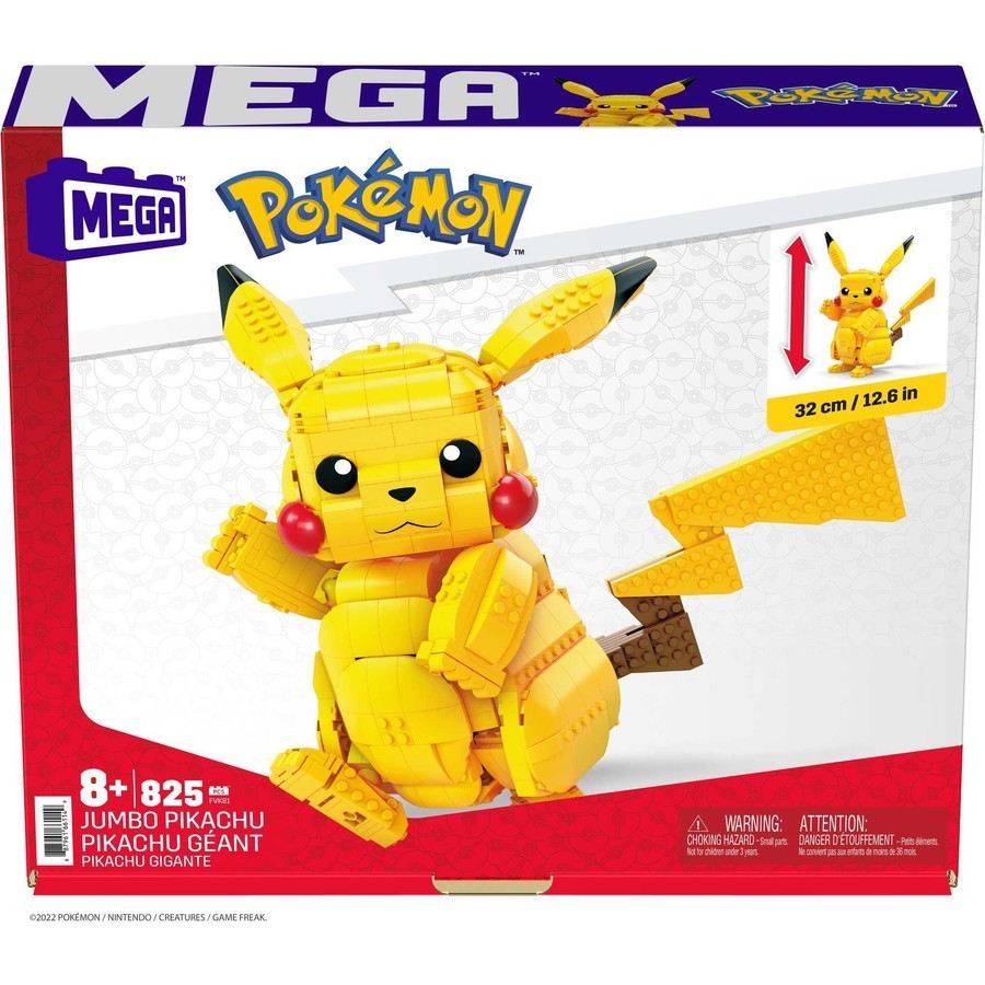 Jumbo Pikachu 806 Pieces Buildable 32cm Age 8+ New FVK81 Mega Constux Pokemon 