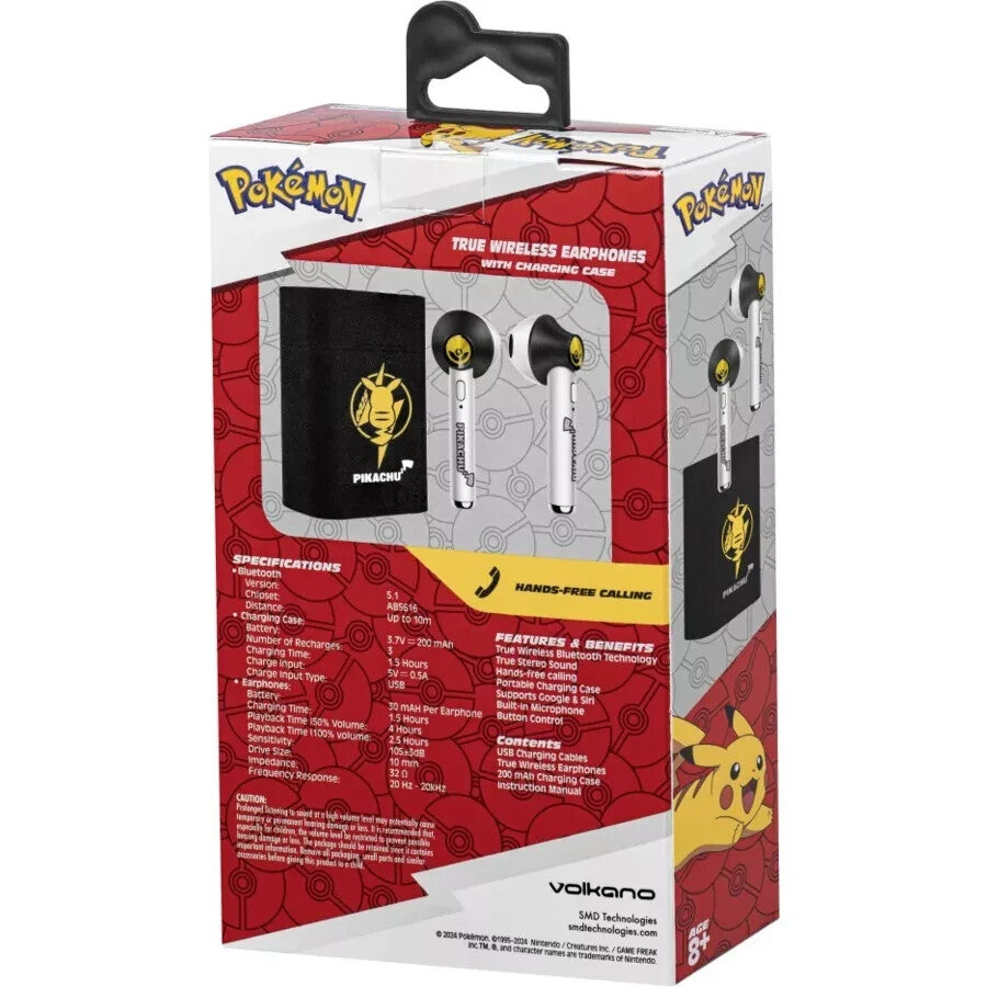 Pokemon True Wireless Earphones TWS with Charging Case Supports Google Assistant