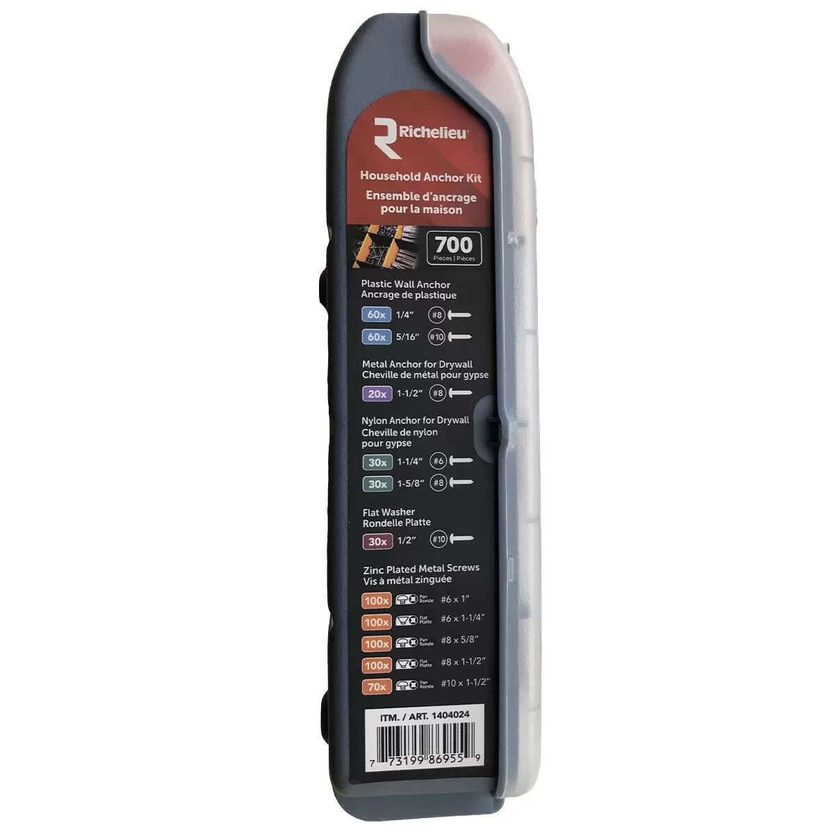 Richelieu 700 Piece Household Anchor & Hardware Kit w/ Storage Case, Compartment