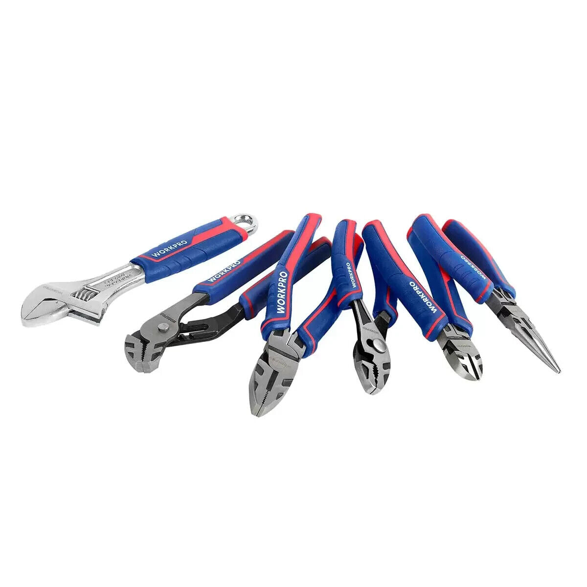 Workpro 6 Piece Wrench Pliers Tool Set Easy Cutting Bi Material Handle Anti Slip