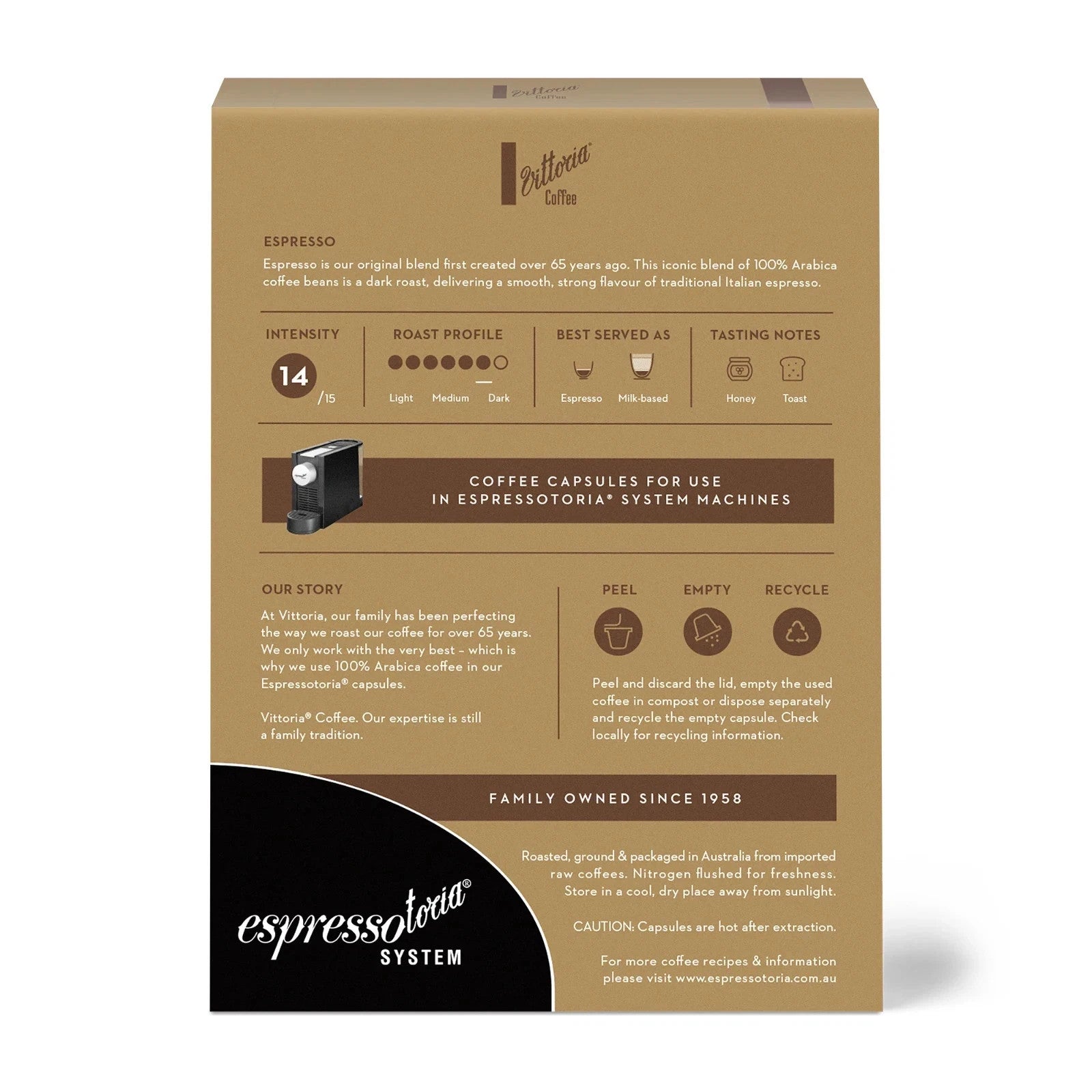 Vittoria Coffee 60-Pack Espresso Coffee Pods Nespresso Compatible Capsules 312g