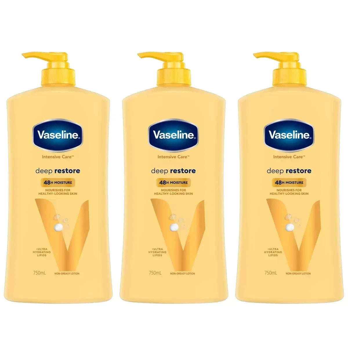 Vaseline Intensive Care Deep Restore Body Lotion 3 x 750ml