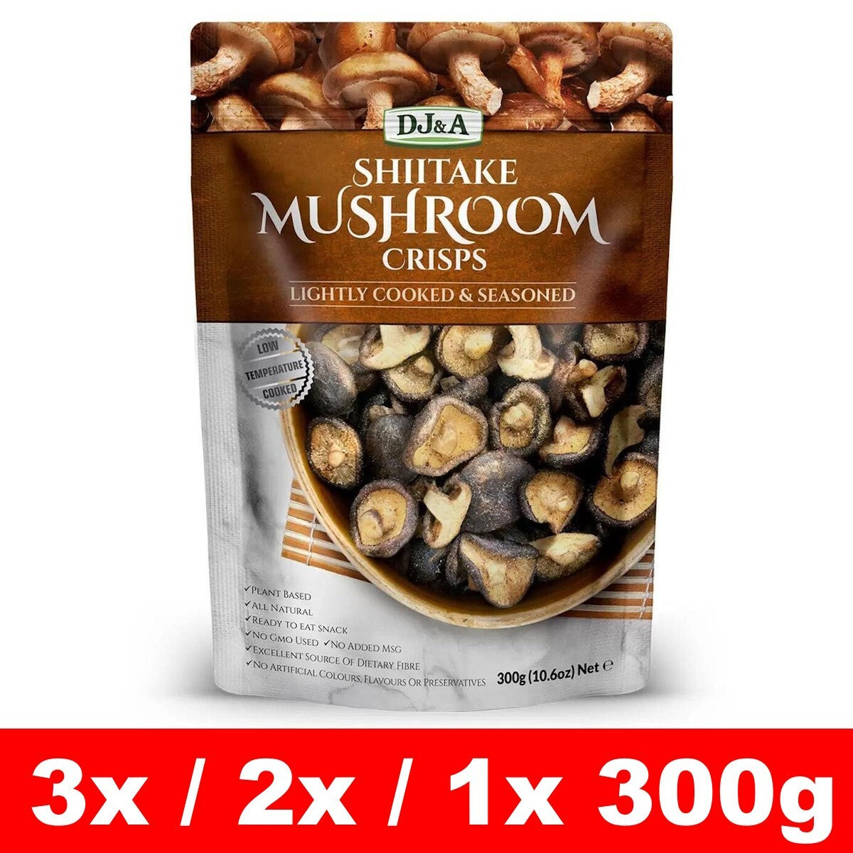 3x/2x/1x 300g DJ&A Whole & Cut Shiitake Mushroom Crisps Kids Snack Fibre Vegan