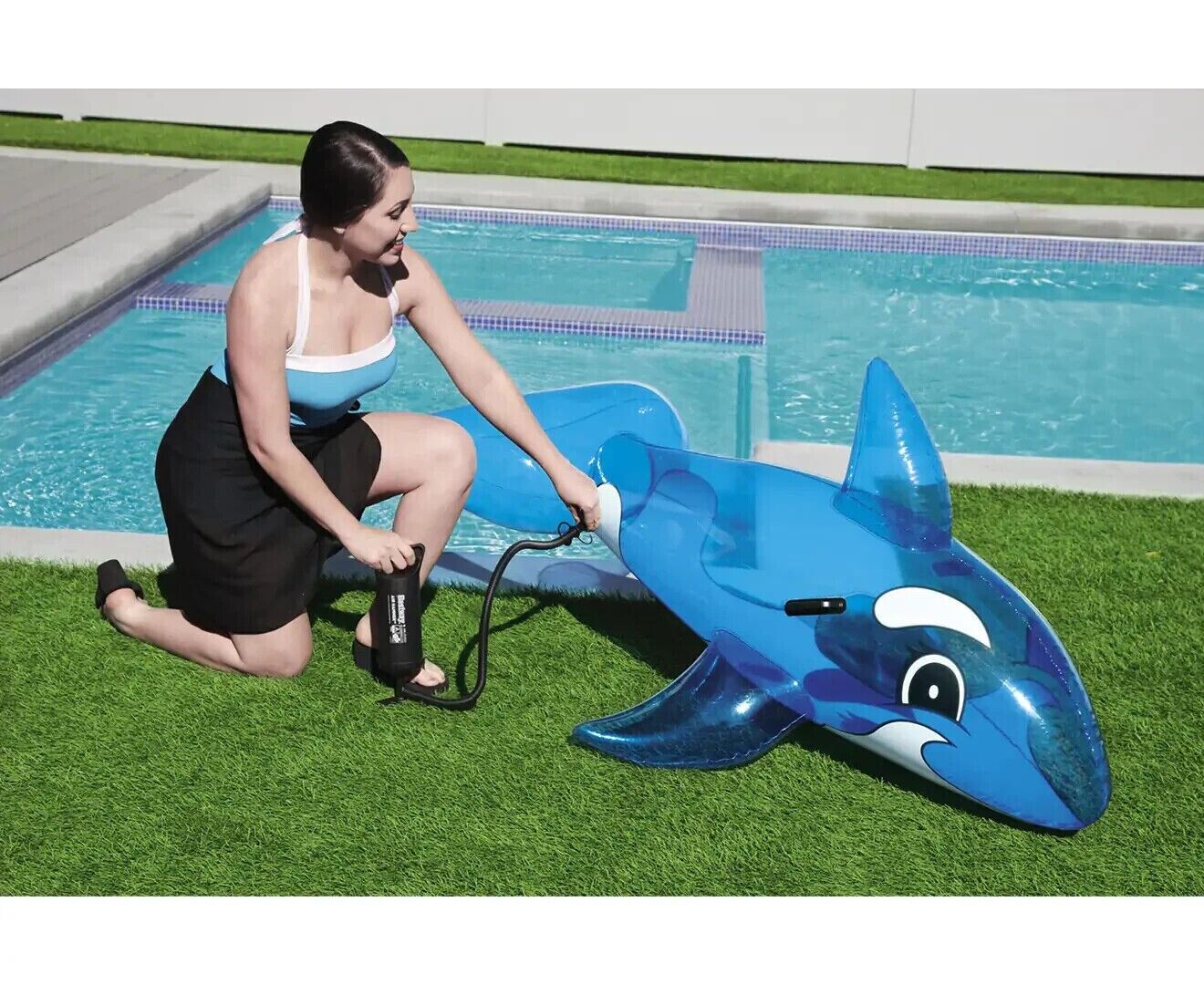 Inflatable Whale Pool Toy Ride On Float Water Play Ride On Swimming Pool Rider