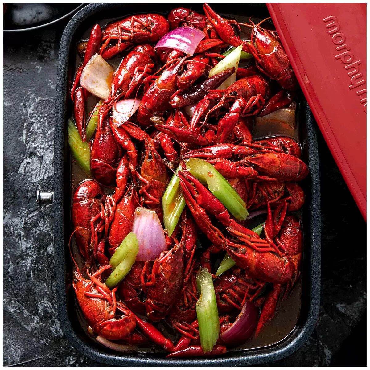 Morphy Richards 3-in-1 Cooking Pot Multifunction Grill Steam Slow Non Stick Red