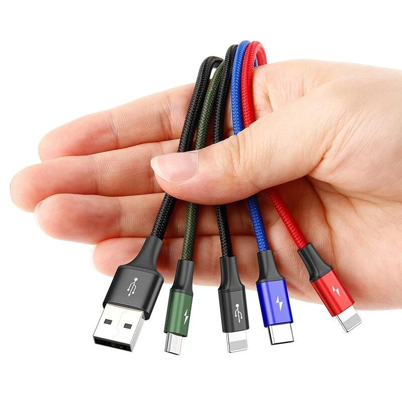 Baseus 4 in 1 Multi USB Charger Cable for iPhone Type-C Micro USB Nylon Braided