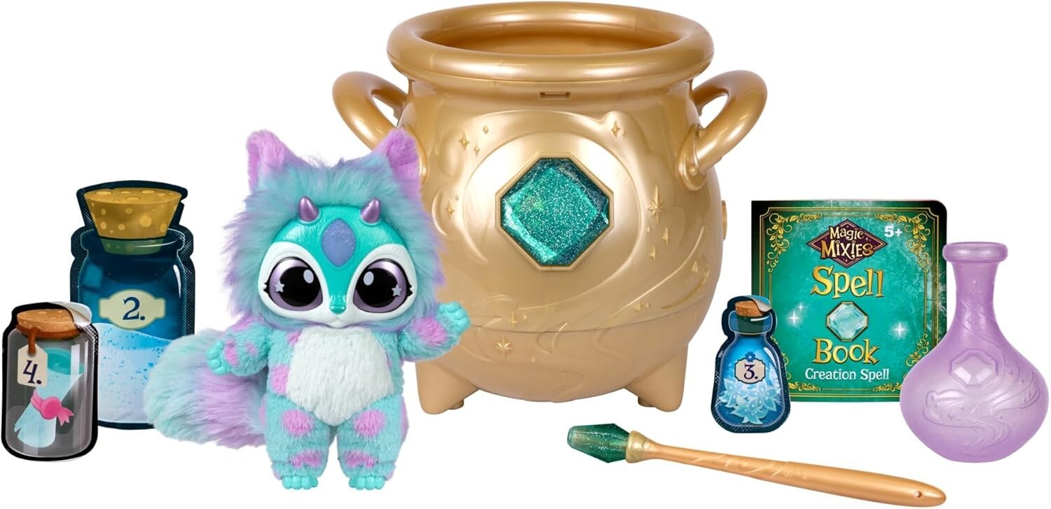 Magic Mixies - Magical Real Misting Gold Cauldron with 8 Inch Plush Toy