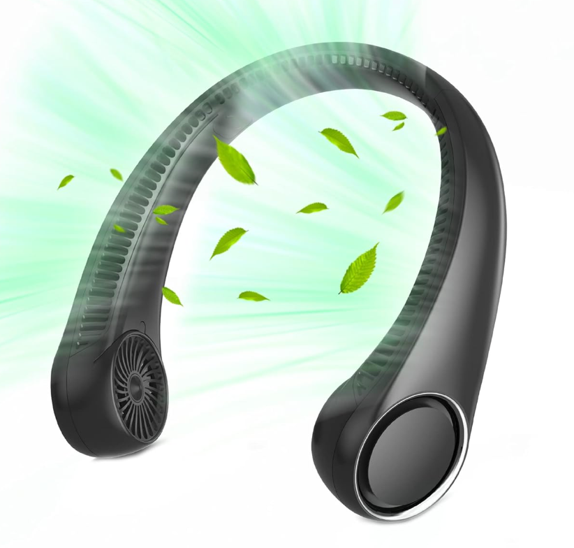 Portable 360°Cooling HandFree Fan OutdoorIndoor 4000mAh Battery USB Rechargeable