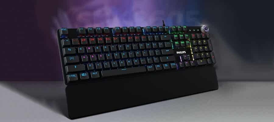 Philips SPK8605 RGB Mechanical Gaming Keyboard with Wrist Rest Pad, USB Wired