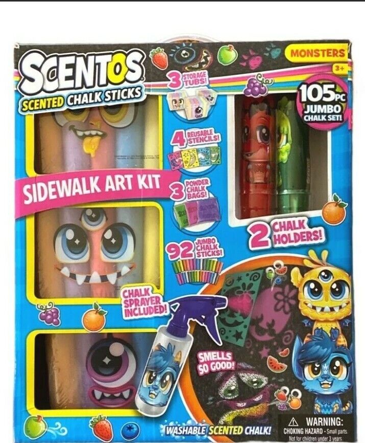 Scentos Scented Washable Jumbo Chalk Sticks 105ps Gift Set Sidewalk Art Kit Kids