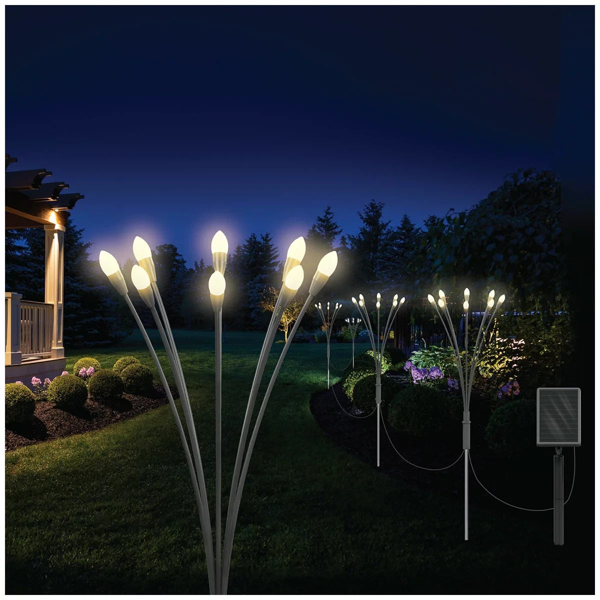 4 Pack Solar Garden Firefly Lights,8 LED Outdoor Waterproof Powered Firefly Wind